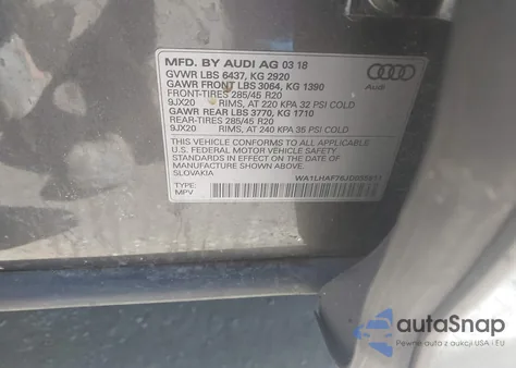 2018 Audi Q7 2.0T Premium из США, поврежденный, VIN WA1LHAF76JD035811
